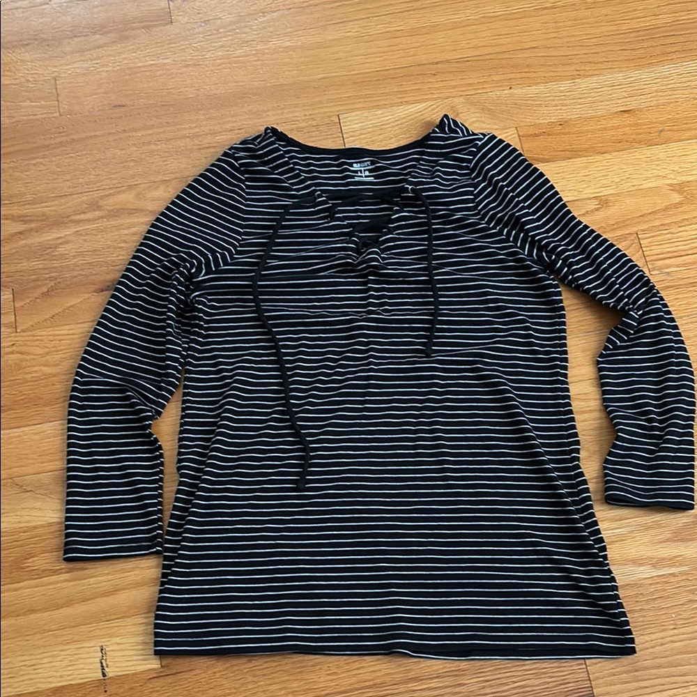 Old Navy Black and White Striped Blouse